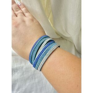 disney 60th anniversary wrap around cloth and rhinestone bracelet